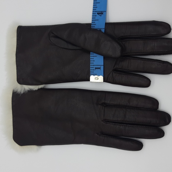 Vintage Frownes - Size 6 1/2 Fur line Leather gloves Brown - Picture 4 of 7